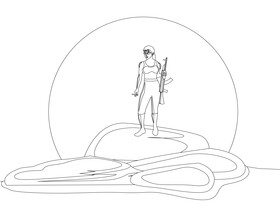 Sarah Connor Terminator drawing black and white vector