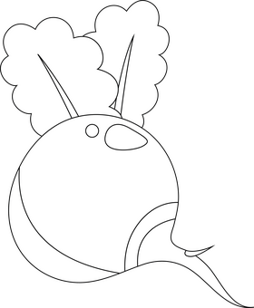 Radish with Leaves black and white clipart