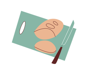 Slices of bread on cutting board clipart