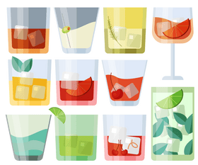 Tropical cocktails vector