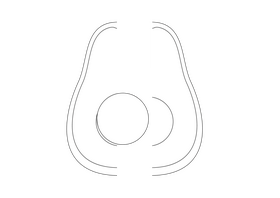 Slice of Avocado black and white clipart