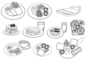 Breakfast black and white vector