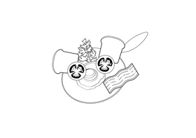 Frying Egg with Bread black and white clipart