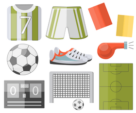 Soccer icons, set of football elements vector