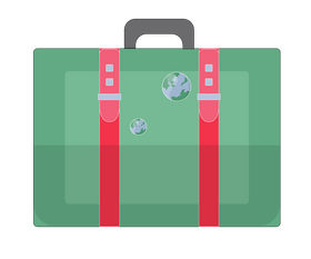 Cartoon green travel suitcase clipart