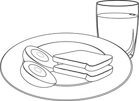 Boiled Egg and Milk black and white clipart