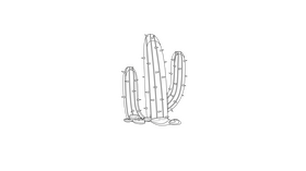 Cactus black and white clipart