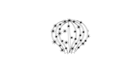 Round Cactus black and white clipart