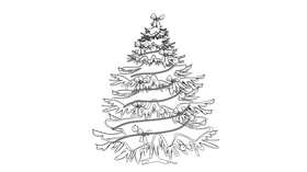 Christmas Tree with Bows black and white clipart