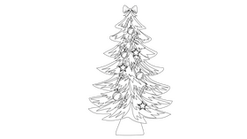 Bow Christmas Tree black and white clipart