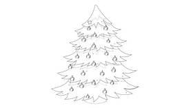 Light up Christmas Tree black and white clipart