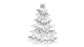 Snow Covered Christmas Tree black and white clipart