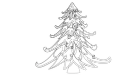 Christmas Tree with Gifts black and white clipart