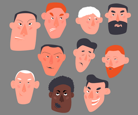 Male face avatar portraits vector