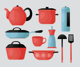 Kitchenware, kitchen utensils vector