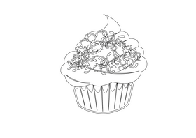 Coconut Cupcake black and white clipart