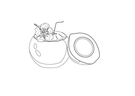 Coconut Cocktail black and white clipart