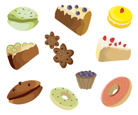 Sweet cakes, dessert vector
