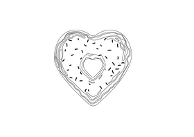 Heart Shaped Donuts black and white clipart