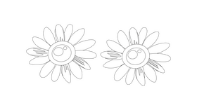 2 Sunflowers black and white clipart