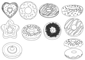 Donuts black and white vector