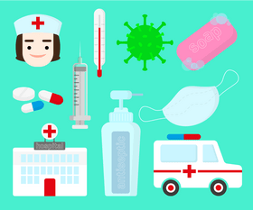 Set icons of coronavirus covid19 vector