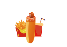 Hot Dog with Fries and Soda clipart