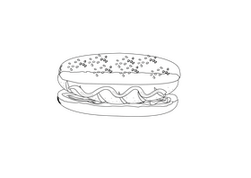 Simple Hot Dog black and white clipart