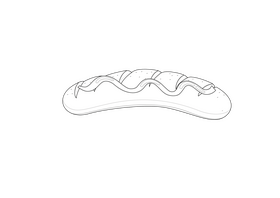 Sausage with Mustard black and white clipart