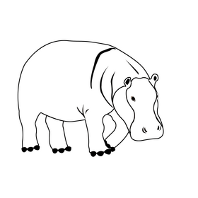 Hippo black and white clipart