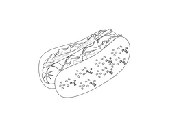 Hot Dog black and white clipart