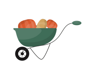 Pumpkin in wooden cart clipart