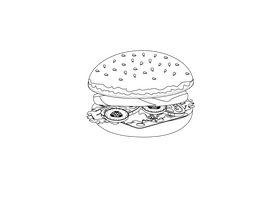 Sausage Burger black and white clipart