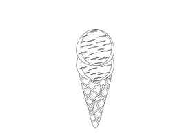 Double Scoop Ice Cream Cone black and white clipart