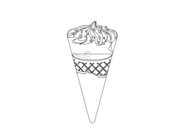 Chocolate Ice Cream Cone black and white clipart
