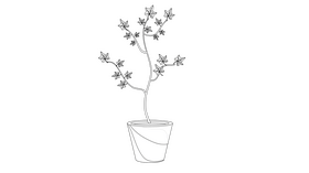 Ivy Plant in Flower Pot black and white clipart