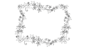Ivy Leaf Rectangle Frame black and white clipart