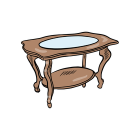 Traditional Glass Top Coffee Table clipart