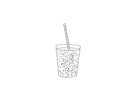 Glass of Kiwi Juice black and white clipart