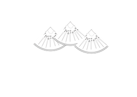 Quarter Cut of Kiwi Slices black and white clipart