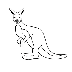 Kangaroo eating black and white clipart free download