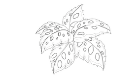 Leaves black and white clipart
