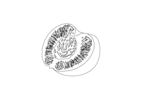 Sliced in Half Peach black and white clipart