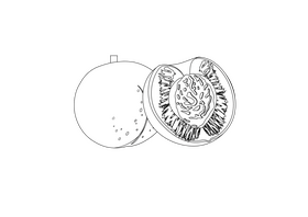 Whole and Half Cut Peach black and white clipart