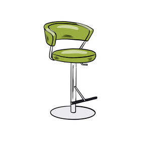 Pedestal Bar Stool with Back clipart
