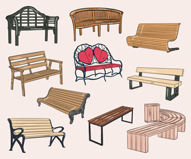 Set of Benches vector