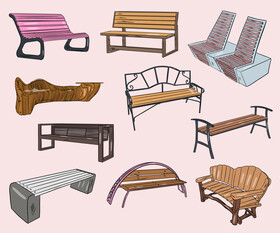 Set of Benches vector