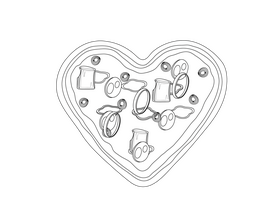 Heart Shaped Pizza black and white clipart