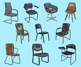 Set of Office Chairs vector