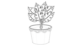 Plant in a Pot black and white clipart